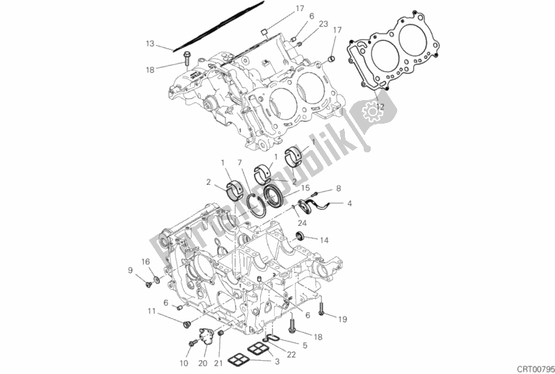 All parts for the 09d - Half-crankcases Pair of the Ducati Superbike Panigale V4 S Corse 1100 2019